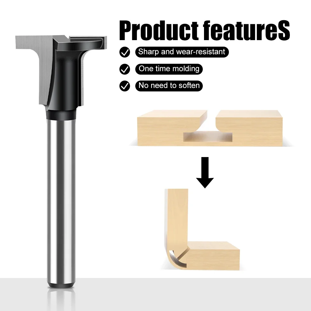 1pc 6mm 1/4" Shank Carbon Crystal Plate Arc Bending Router Bit T-half Round Flat Slotted Angle Cutter Woodworking Tools