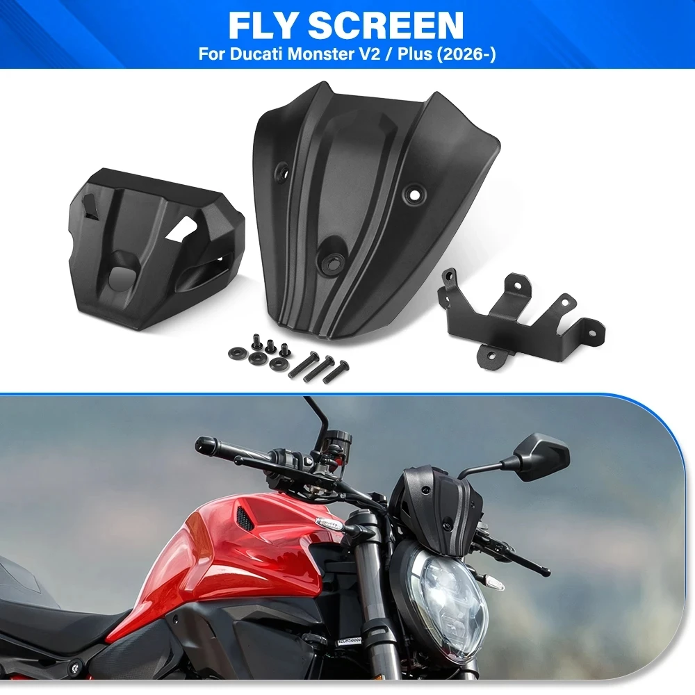 For Ducati Monster V2 Plus 2026 Accessories Motorcycle Windscreen Windshield Wind Deflector Screen Protector Fly Screen Cover
