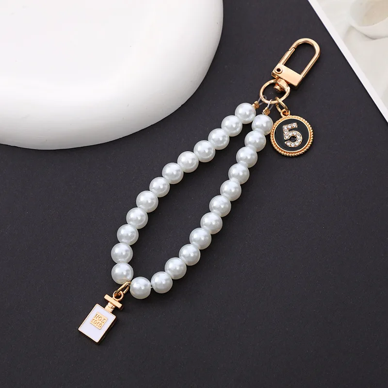 10pcs/setPearl Keychain Luxury Women Jewelry Shiny Pearl Bead Shell Phone Bag Backpack Charm Accessory Car Key Key Chain Pendant