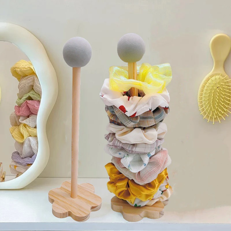 

Solid Wood Hair Tie Accessory Organizer Stylish Display Stand Suitable For Hair Accessories And Headbands Countertop Storage