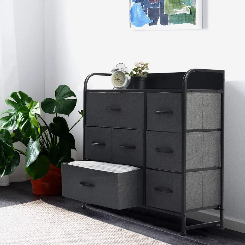 Storage Cabinet With 7 Removable Non Woven Drawers Industrial Style Tower Unit For Bedroom For Living Room Furniture Storage Box