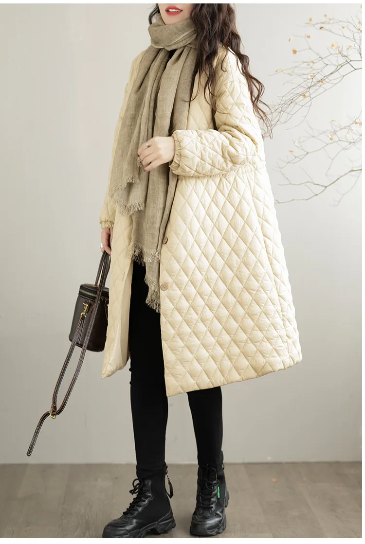 Women Parkas Single Breasted Solid Thick Long Jackets Full Sleeves Pockets Casual Warm Coats Jacket Autumn Winter 2025