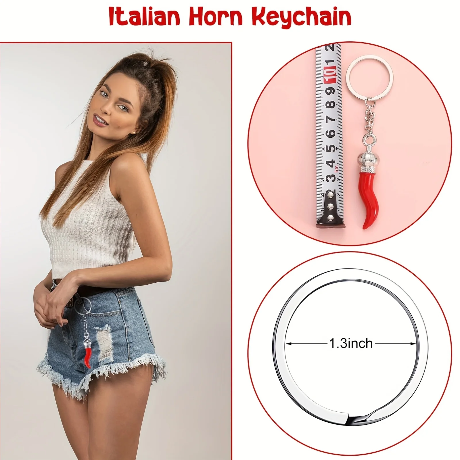 Set of 10 Italian Horn Keychains Featuring a Red Chili Pepper Charm, Perfect As a Souvenir for Car Mirror Decorations