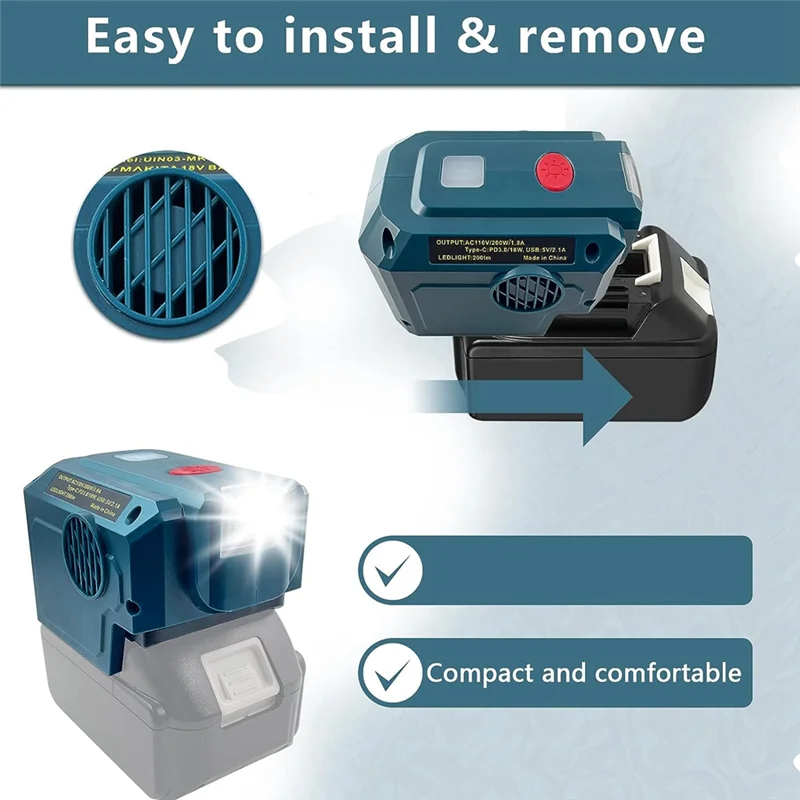 A31Z-200W Power Inverter For  18V Battery To 110V AC Output Portable Modified Sine Wave Inverter Generator Easy To Use