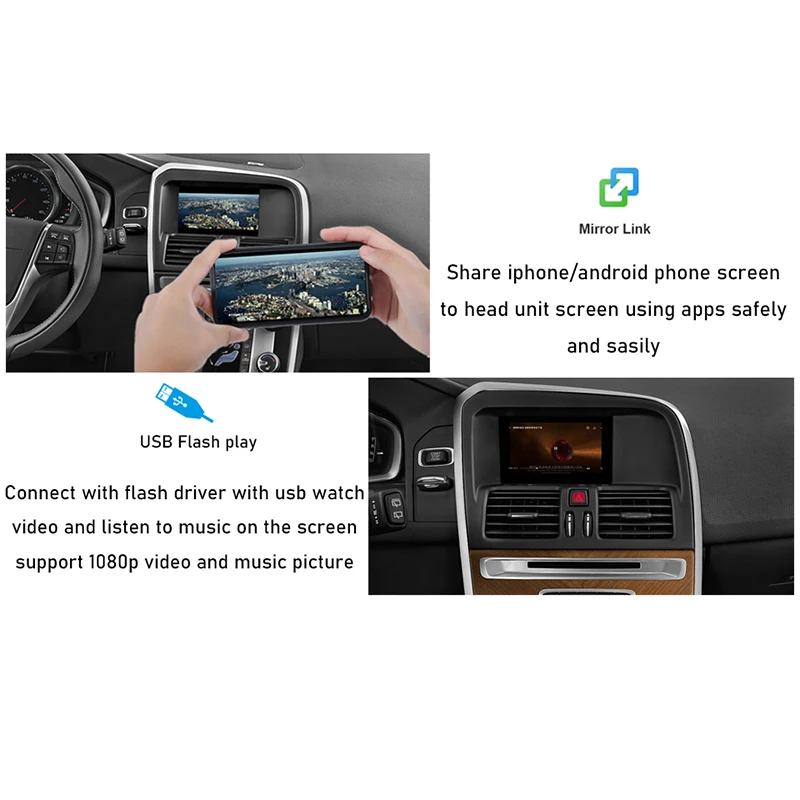 Car Wireless Carplay Android Auto TV BOX For VOLVO P3 V40 V60 V70 S60 S80 XC70 XC60 OEM 5\'\' Screen Radio Aftermarket Camera