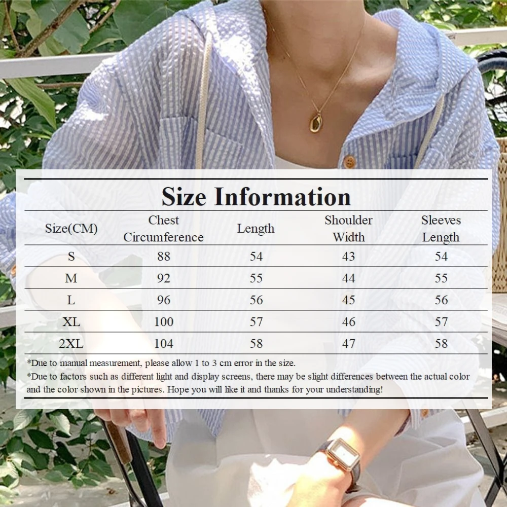 Contrast Color Striped Blouse Fashion Loose Single-breasted Hoodie Short Cardigan For Women Girl