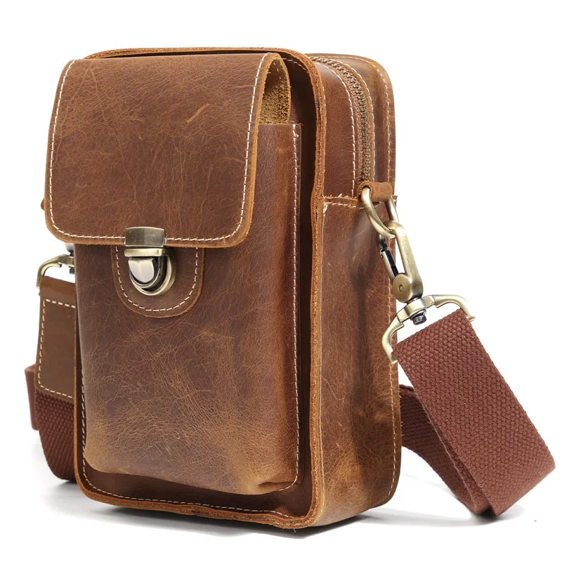 vintage-brown-crazy-horse-real-leather-men-waist-bag-multifunction-phone-pouch-detachable-strap-crossbody-shoulder-bags-for-male
