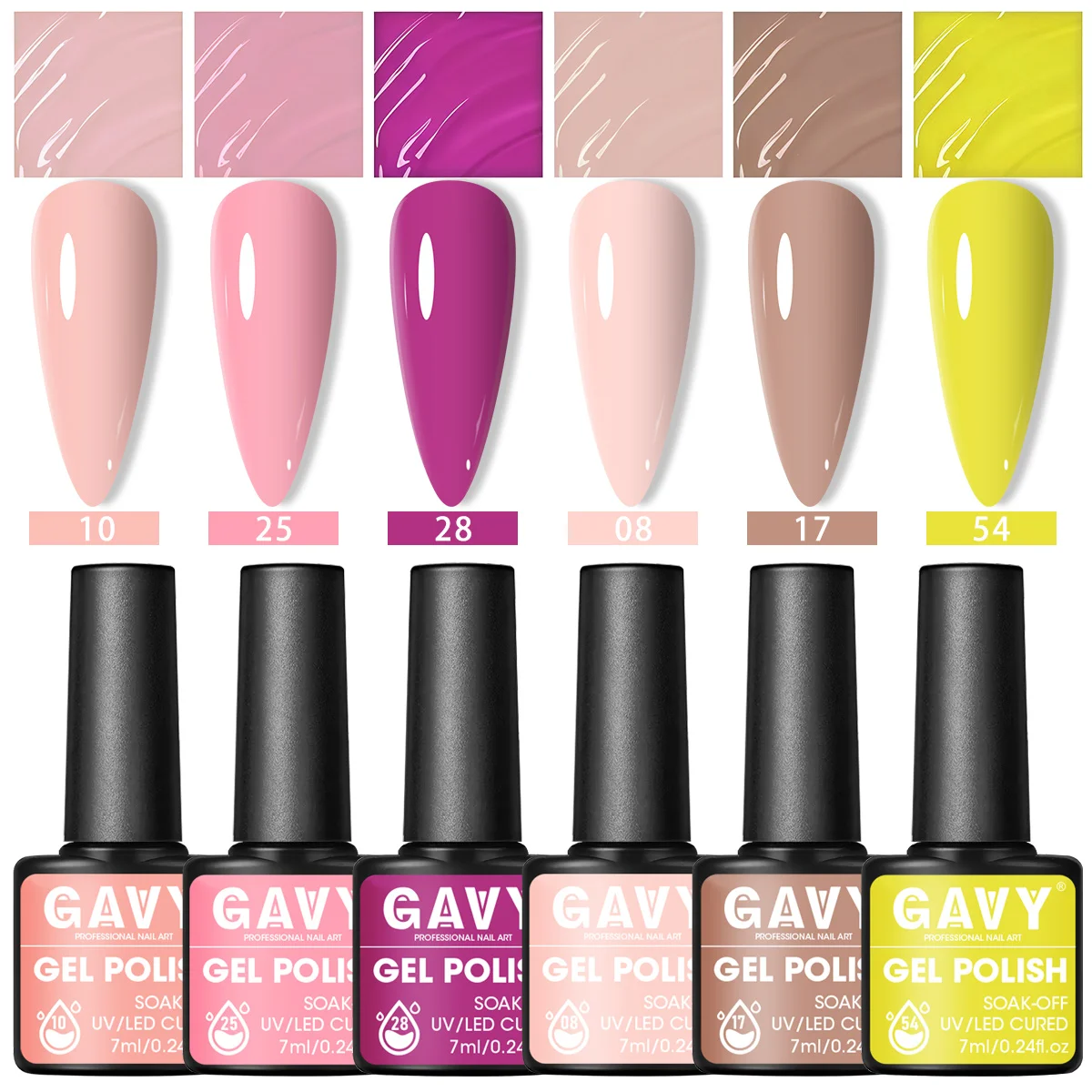 GAVY Juego de esmaltes de uñas en gel de 6 piezas - / Kit de eliminación de remojo con luz LED, juego de cuidado de uñas DIY para salón y hogar