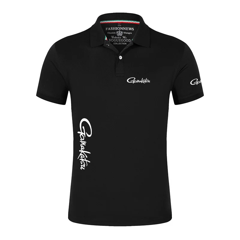Gamakatsu Fishing 2024 New Men's Fashion Print Summer Short Sleeves Solid Color Classic Casual Slim Ordinary Polo Shirt Tops