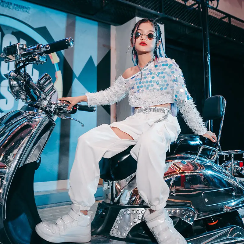 女の子ジャズダンススーツ女の子子供ストリートダンスヒップホップ衣装ティーンモデルキャットウォーク衣装ガールグループダンス衣装クール