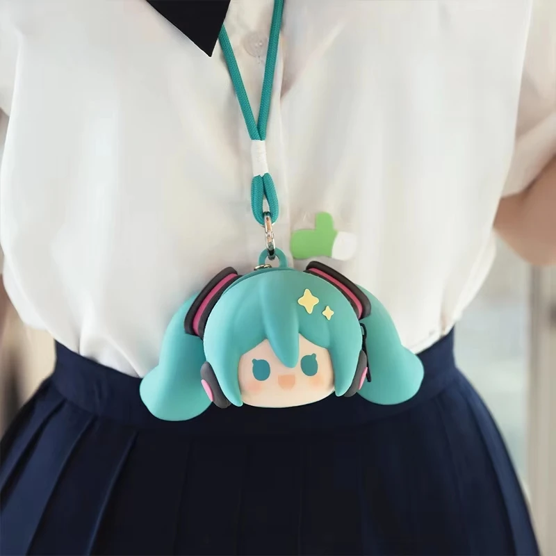かわいい初音ミク小銭入れヘッドフォン収納漫画フィギュアシリコン財布キーホルダーペンダントおもちゃ子供の誕生日プレゼント