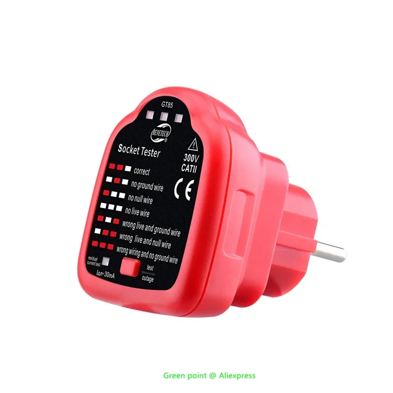 5 قطعة BENETECH المقبس تستر GT85 كاشف جهد صغير الاتحاد الأوروبي/الولايات المتحدة/المملكة المتحدة التوصيل 30mA RCD تستخدم للكشف عن قطبية لأسلاك مقبس الطاقة