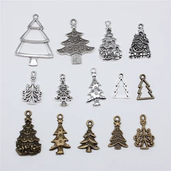 20pcs Christmas Tree Charms Antique Bronze Silver Color Pendants Making DIY Handmade Craft