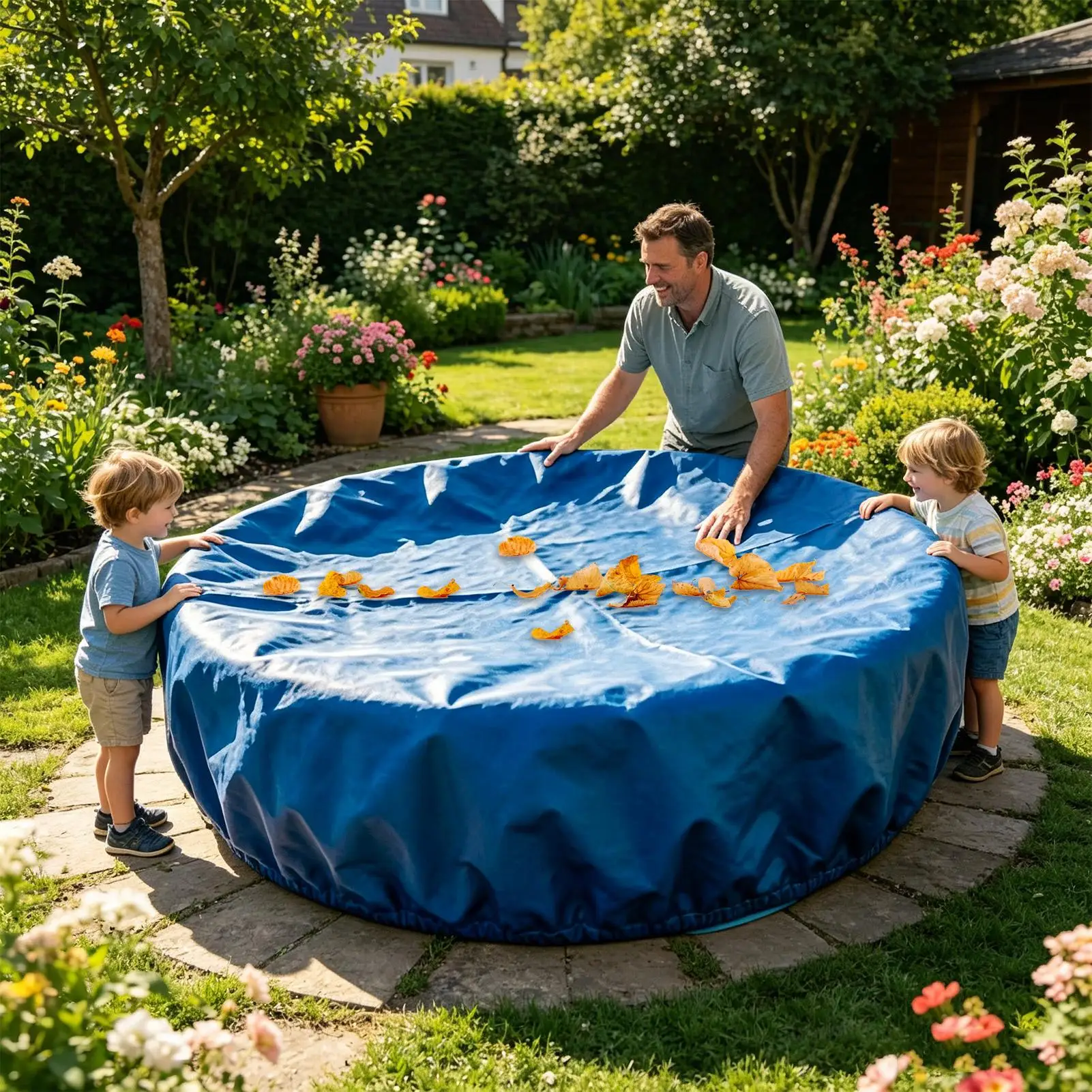 

Small Pool Cover Waterproof Oxford Cloth Round Inflatable Pool Cover For Yard Patio Lawn Grassland Porch Courtyard