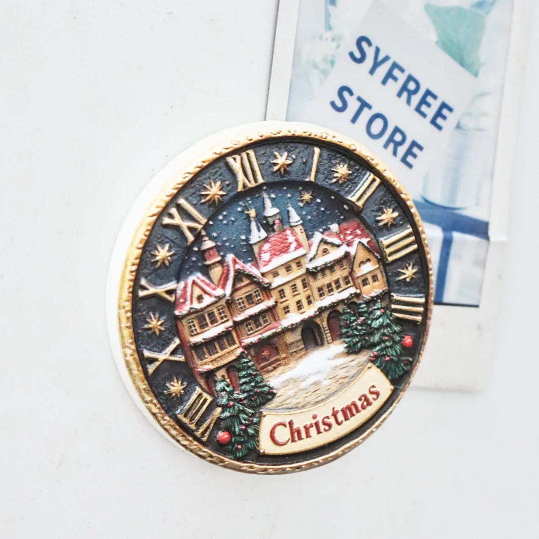 Christmas Fridge Magnet,Round Fridge Magnet,Holiday Gift ,Home Decor,Christmas Decor