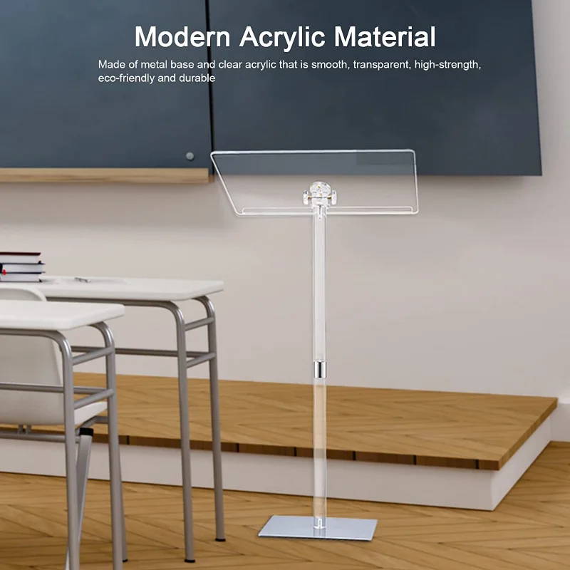 Acrylic Podium Stand Angle Adjustable Modern Lecterns & Pulpits for Classroom Concert Church Speech Easy Assembly Metal Base Cle