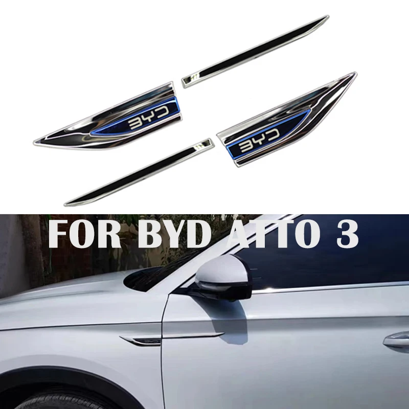 For BYD ATTO 3 Yuan Plus 22 23 Front Fender Side Marker Side Skirt Vent Fender Trim Emblem Blade Logo Car Side Sticker byd act 3