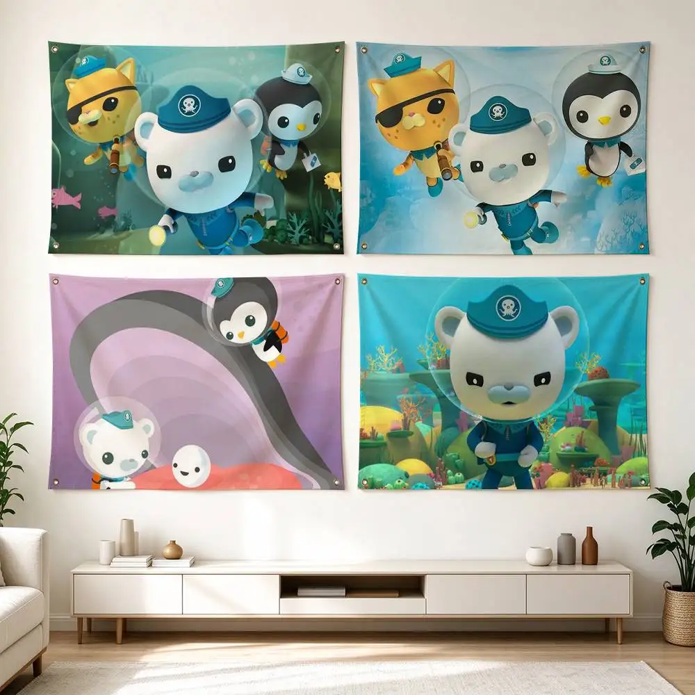C-Cute Underwater Explorer Animal Octonauts  Flags Wall Hanging Tapestry Outdoor Garage Room Decorative flag Background Blanket