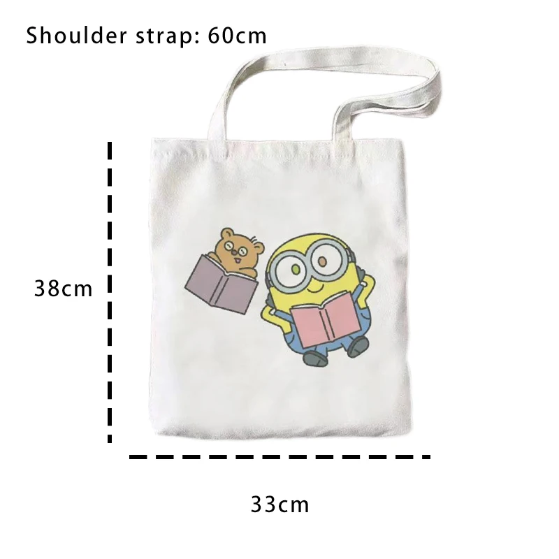 Despicable Me Minions Cute Cartoon Canvas Bag Creative Figure Large Capacity Shopping Bag Gift