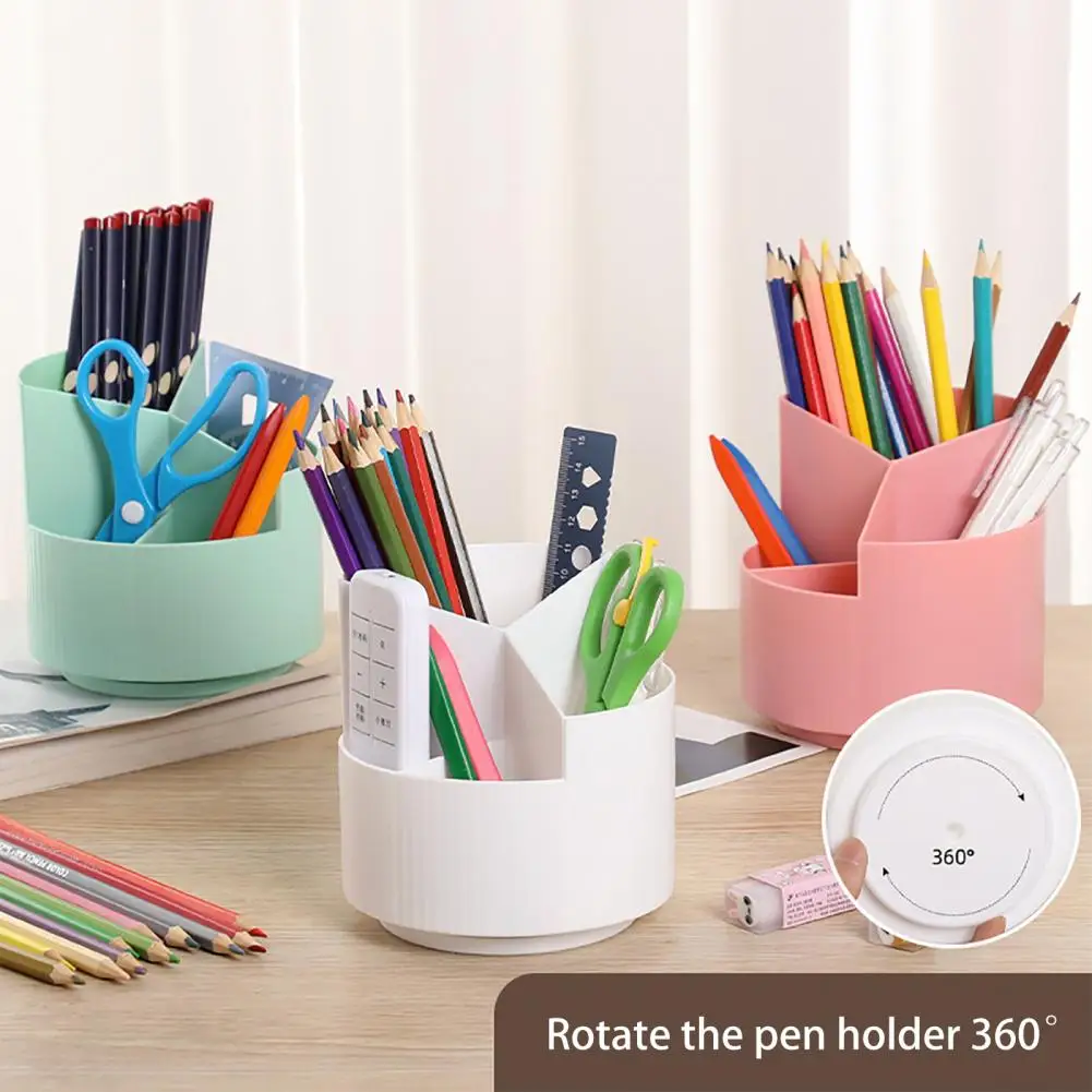 Pen Holder Cup Pen Holder for Desk Rotating Pen Holder with Multiple Compartments Office Home School Stationery Organizer