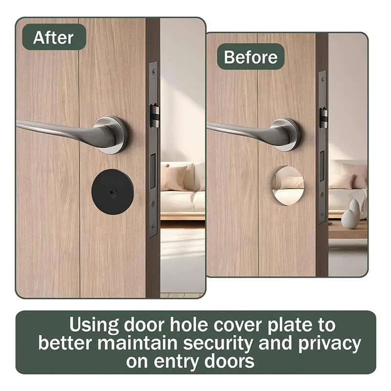 【RECOMENDAR】4 مجموعات من ألواح غطاء فتحة الباب، لوحة غطاء ديدبولت مستديرة بقطر 2-5/8 بوصة، لوحة غطاء فتحة مقبض الباب باللون الأسود