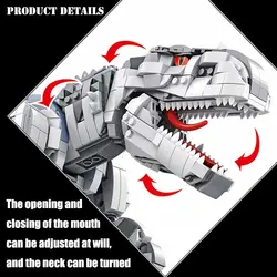 MOC Technology Jurassic Park Indominus Rex Dinosaurs World Building Blocks Mosasaur T-Rex Dragon Model Bricks Kids Toy