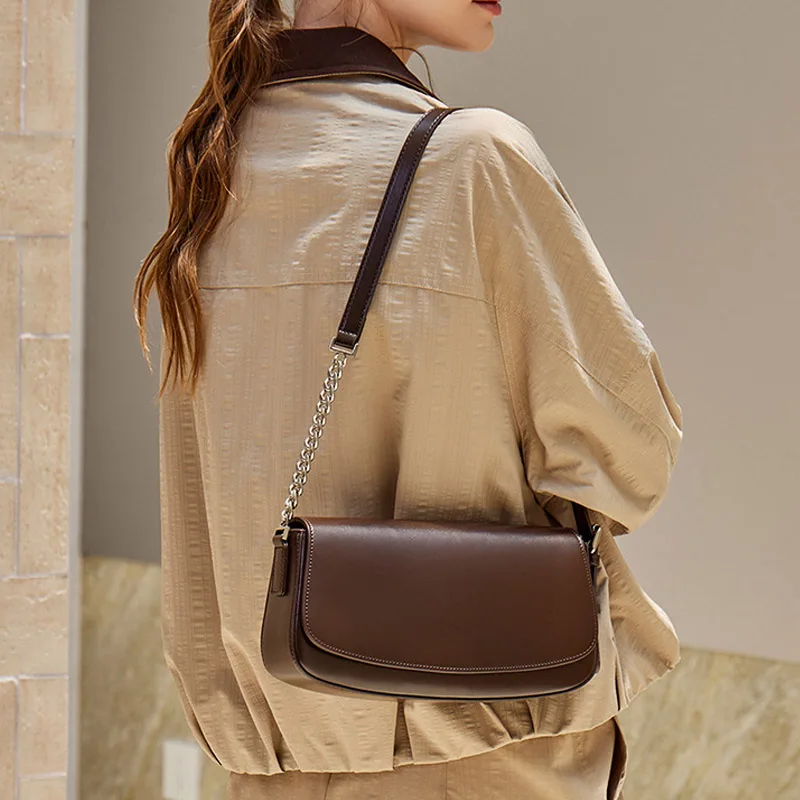 Timeless Multi-functional Split Leather Women Handbag Chic Sleek Daily Office Shoulder Bag New Lady Convertible Crossbody Bags