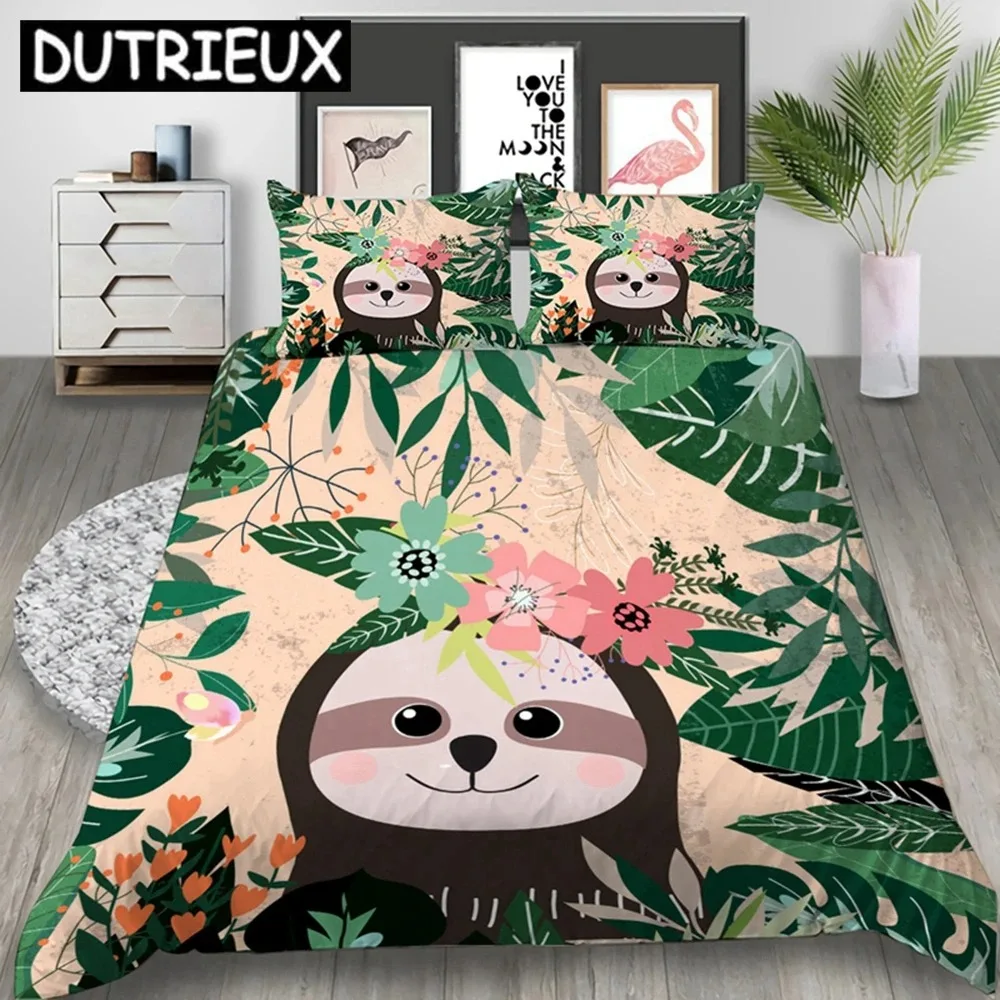 

Cartoon Sloth 3D Printed Bedding Set Duvet Covers Pillowcases Comforter Bedding Set Bedclothes Bed Linen(NO Sheet