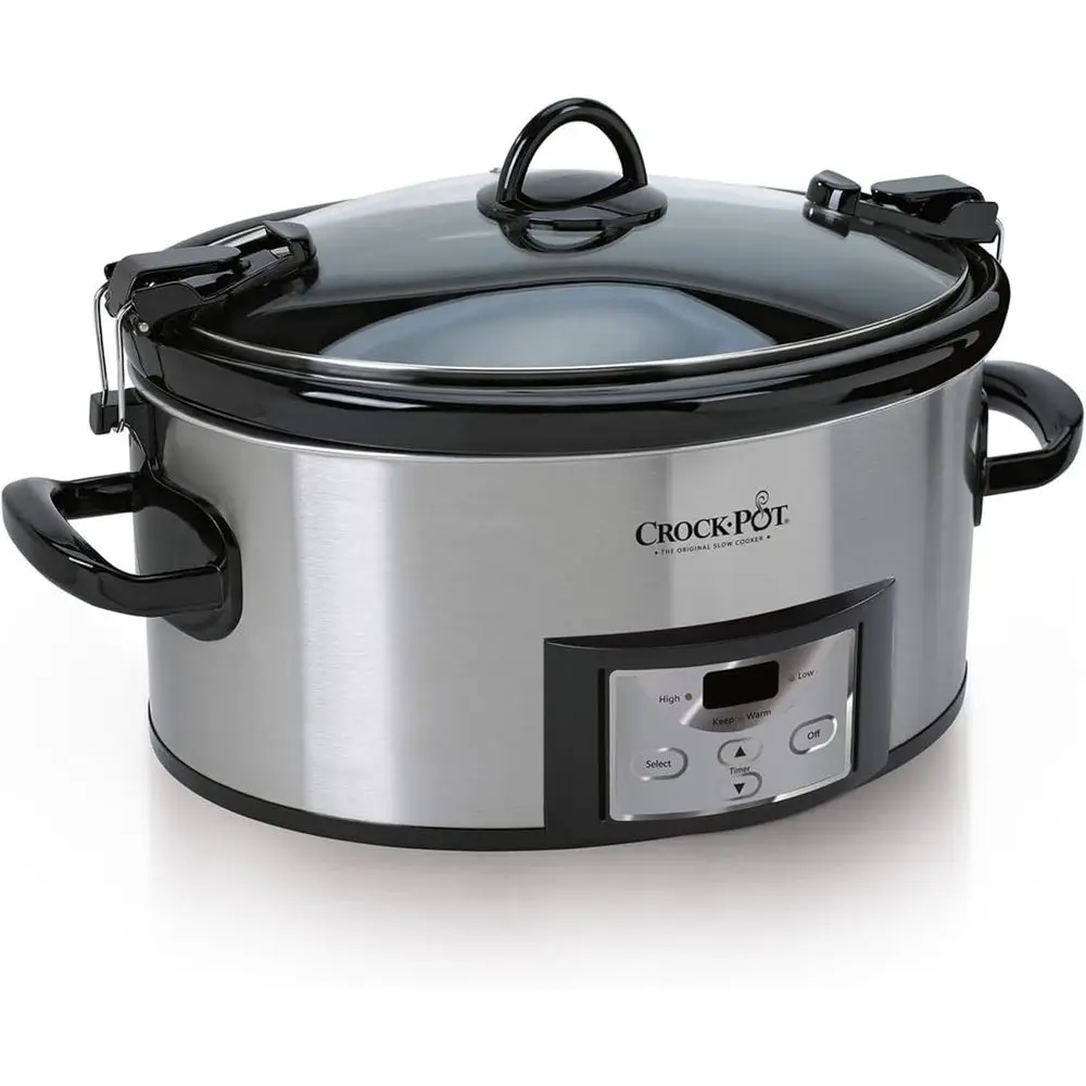 

6-Quart Digital Timer Stainless Steel Programmable Slow Cooker with Carry Bag