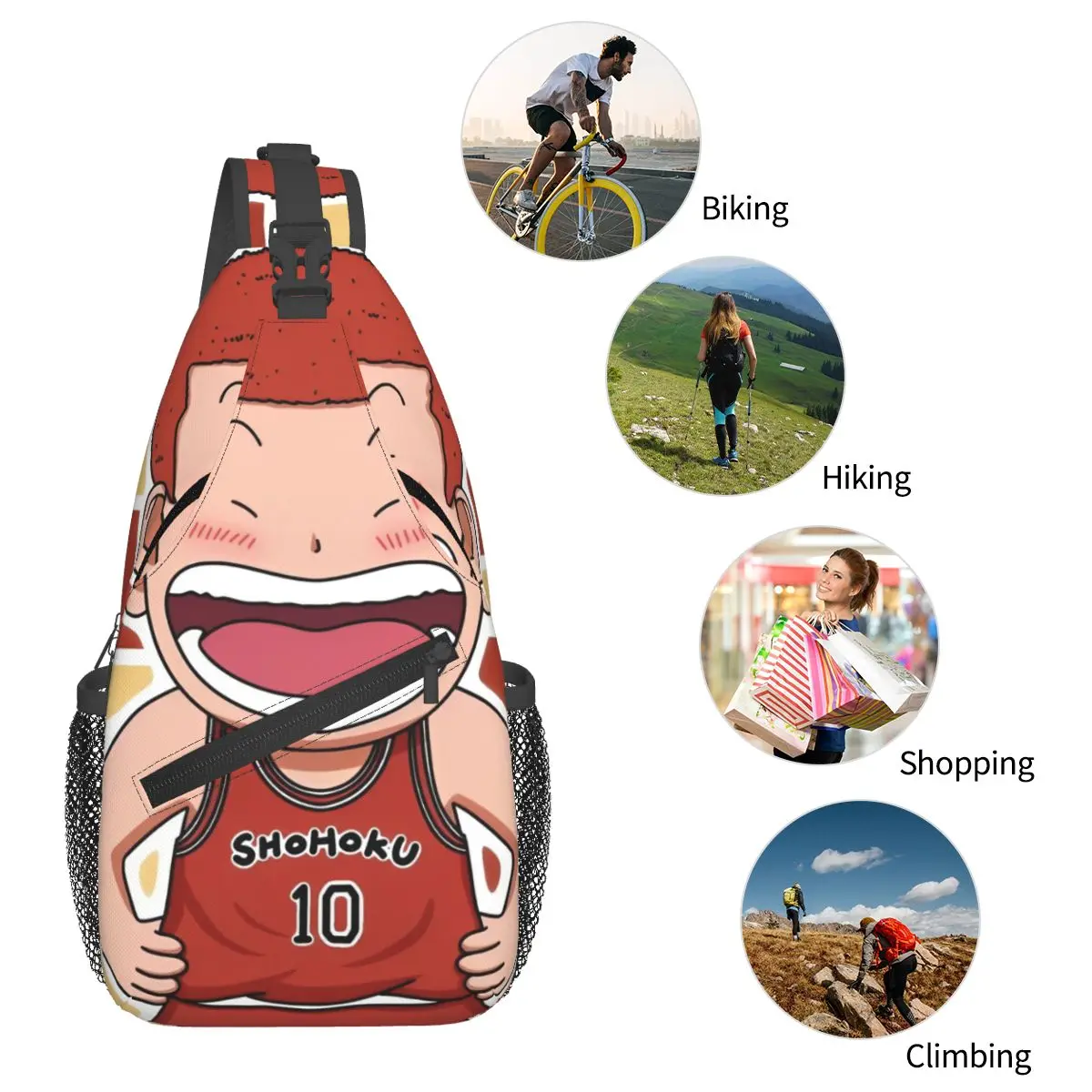 Slams-Dunks Anime Cartoon Manga Umhängetasche SmallChest Bag Schulterrucksack Tagesrucksack für Reisen Wandern Radfahren Pack