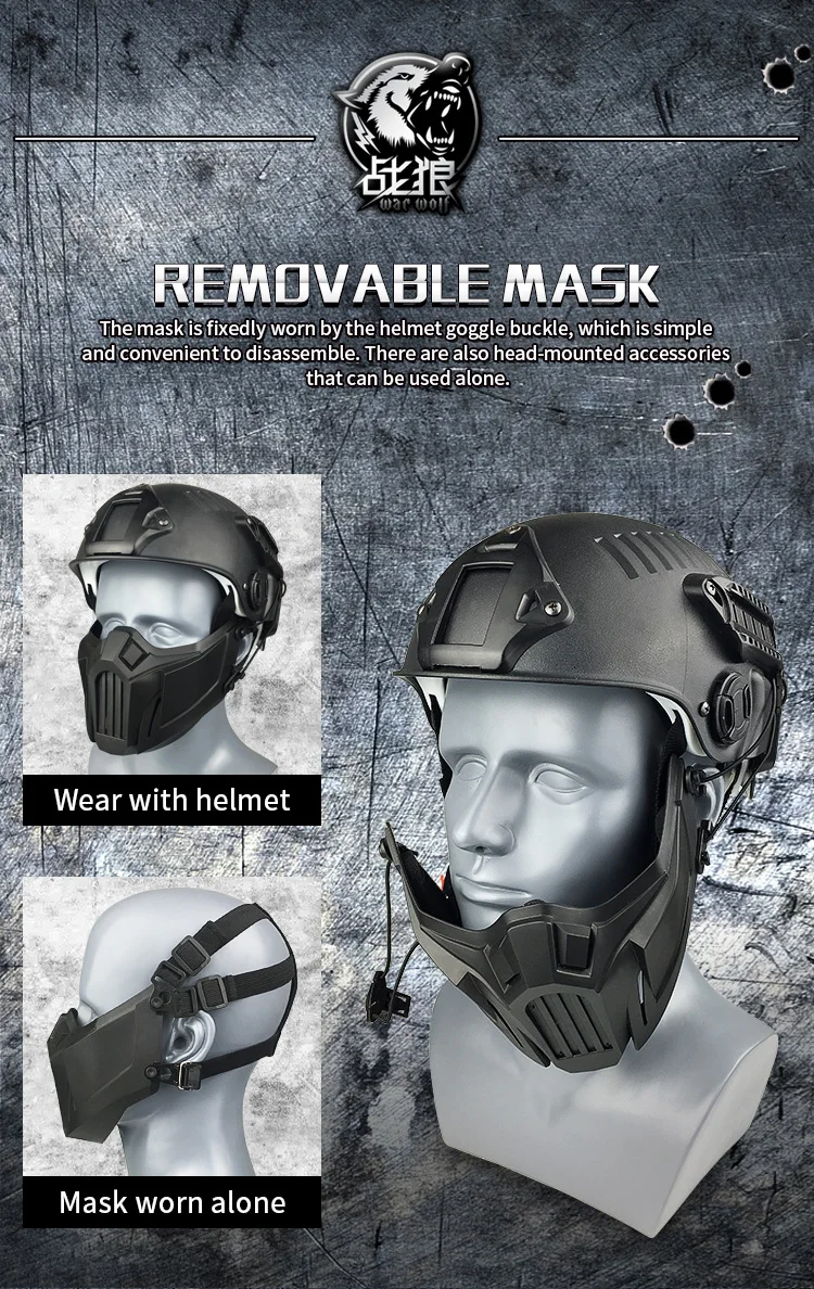 REikirc taktische halb gesicht airsoft maske verstellbar cs cosplay halloween militär masken – Detail 4