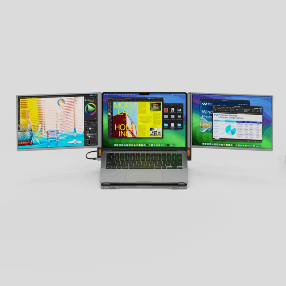 

14-Inch Dual Screen Triple Expansion Laptop Monitor 4K UHD Resolution with Foldable IPS & TFT Panels