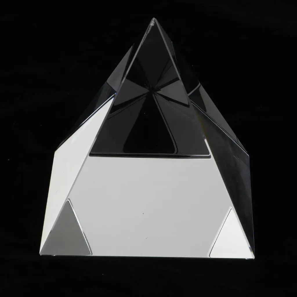 80mm Clear Crystal Glass Pyramid Prism Craft Statue Home Decor Paperweight