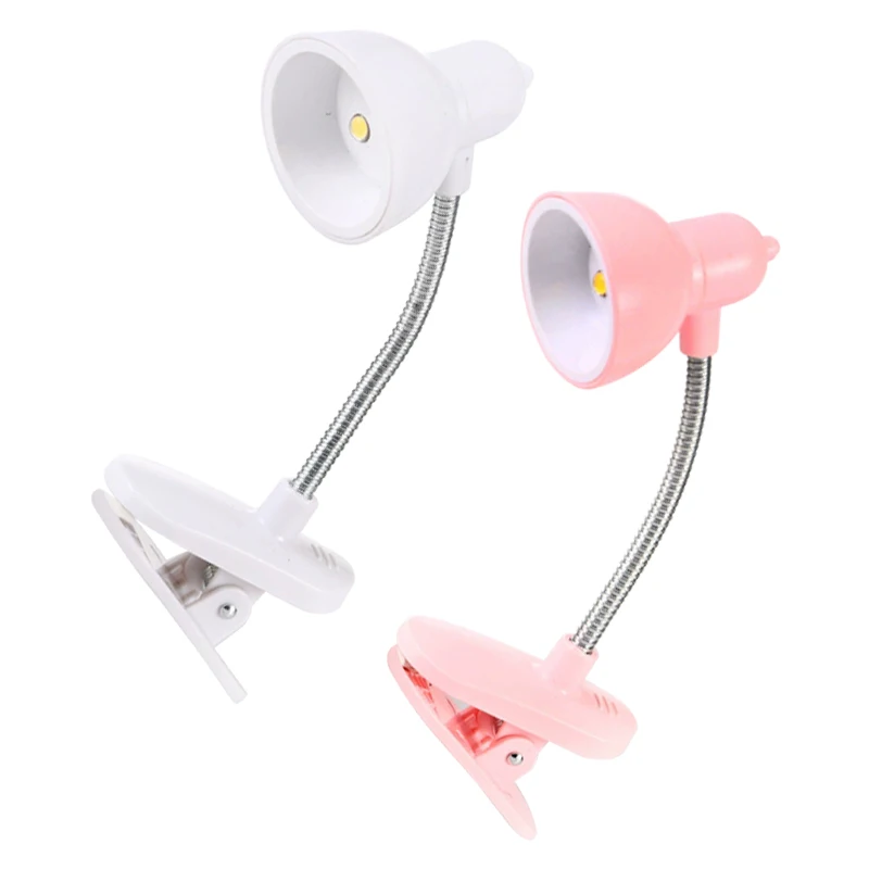Mini Clip On Reading Light Adjustable Neck Book Light Button Battery Power Portable Desk Lamp Study Camping Sewing Embroidery