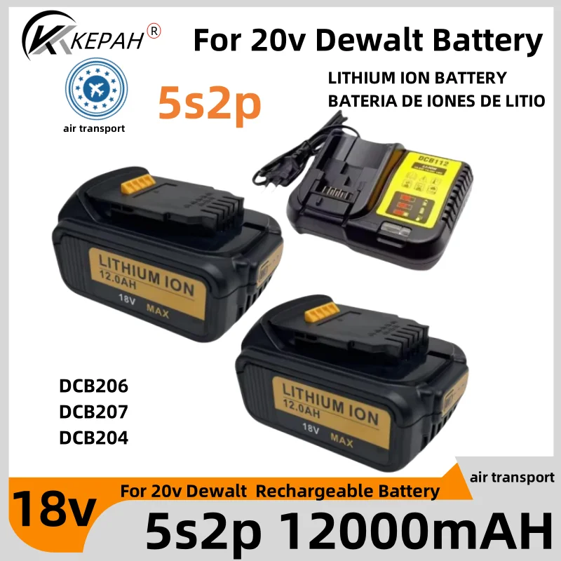 12000mAh Battery DCB200 MAX For Flexvolt For Dewalt DCB606 DCB205 DCB206 DCB209 DCB182 Power Tool Battery 20V/60V Battery