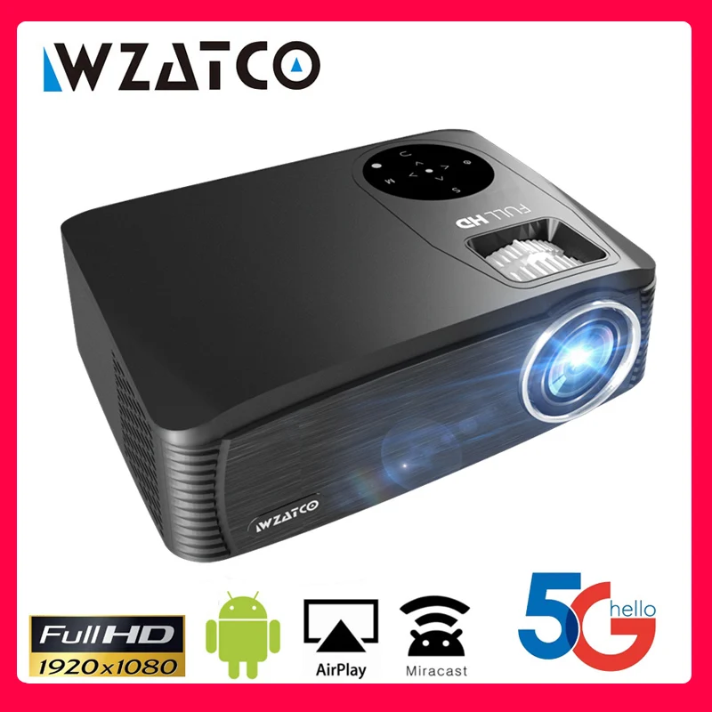 

WZATCO C6A Full HD LED Projector Beamer Android OS WIFI 5G Video Proyector 300" Large Screen for Home Theater Cinema