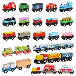 1pcs Magnetic Train Toys Wooden Train Locomotive Car Truck Railway Accessories fit for Wooden Tracks Toys for Kids Gifts