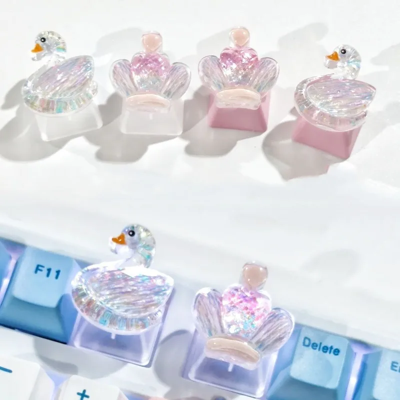 Elegant Swan Crown Keycap DIY ESC Game Keycaps MX Switch Mechanical Keyboard Key Caps Gamer Birthday Gift