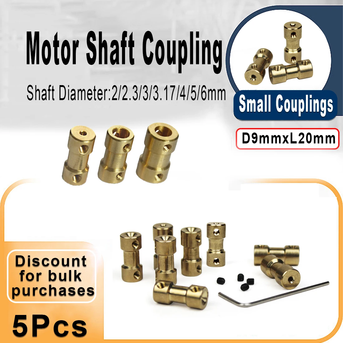 

Motor Shaft Coupling 2/2.3/3/3.17/4/5/6mm Coupler Connector Sleeve Adapter Brass Transmission Joint for RC Boat Car Airplane