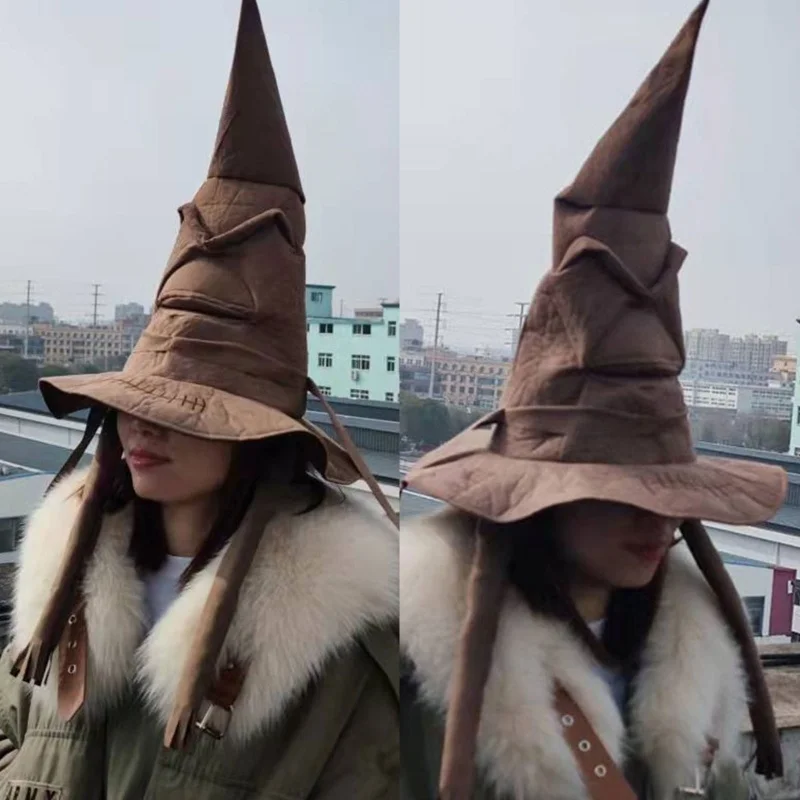 

Fashion Witch Wizard Hat All-match Pointed Hat Halloween Dress Up Hat Cosplay Decoration Props Accs for Women Men