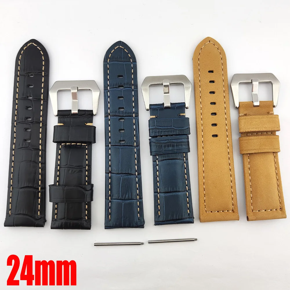 24mm Watch Straps 26mm Straps Cowhide Straps Men's leather Universal Strap Watch Accessories Suitable For Seagull ST2555 Case