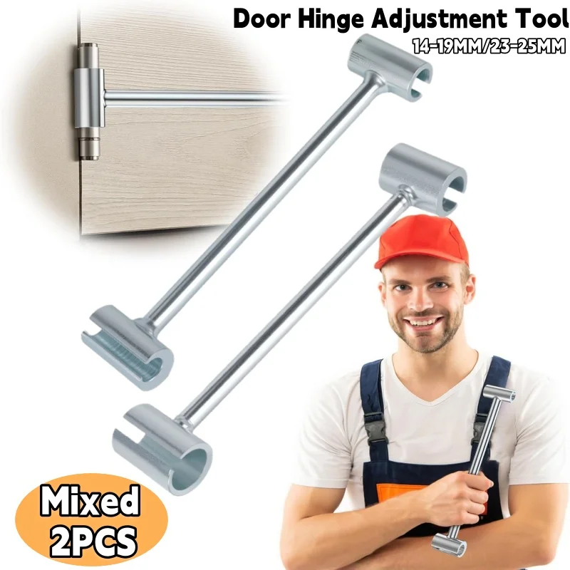 Mixed-2pcs Metal Door Hinge Gap Adjustment Tool 14-19mm/23-25mm Precision Mechanical Hand Wrench for Door Alignment and Repairs