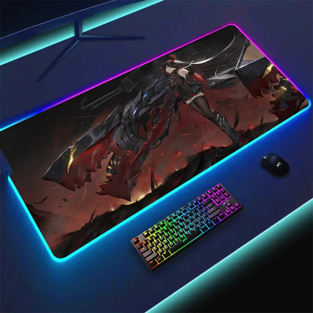 Game Azur Lane mouse pad Gamer mousepad Rgb Mouse Pad Gaming Backlight Accessories anime Keyboard Backlit Mat Desk Protector Mat