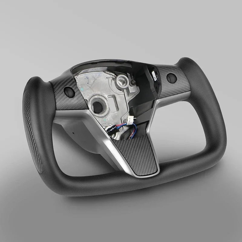 Direct Sales Customization Car Leather Inlaid with Carbon Fiber Steering Wheel for Tesla Model 3 Y X S Yoke Steering Wheel