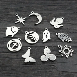 30 unidades de acero inoxidable pequeños encantos fantasma Luna mariposa estrella lindo colgante encanto bricolaje accesorios para hacer joyas collar pulsera