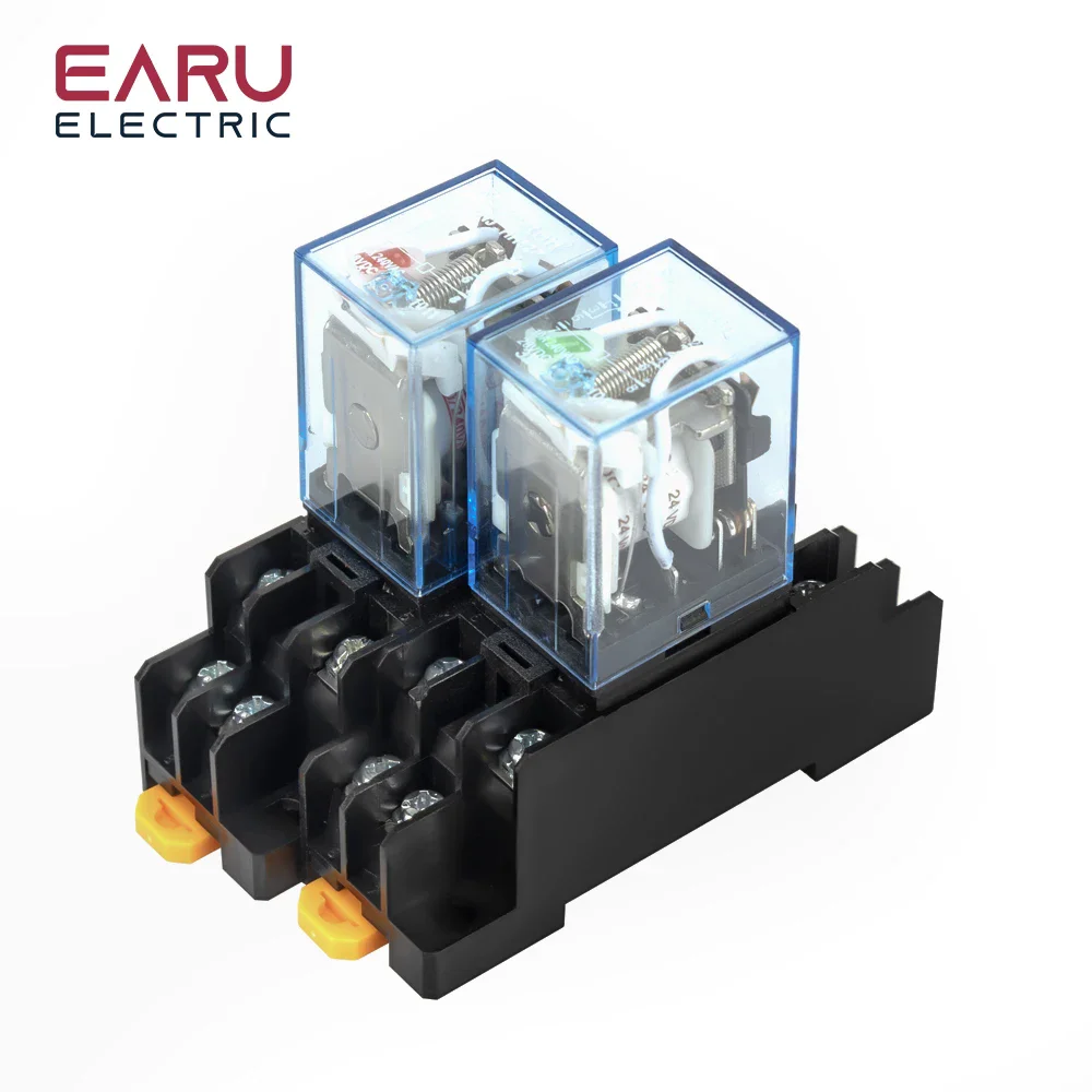 1pc LY2NJ HH62P HHC68A-2Z Electronic Micro Mini Electromagnetic Relay 10A 8PIN Coil DPDT With Socket Base DC12V,24V AC110,220V