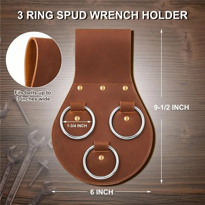 SYW-حزام جلد أداة حامل 3 حلقة Spud وجع حامل كم بار الحافظة ل أدوات العمال اكسسوارات للتنظيم #6