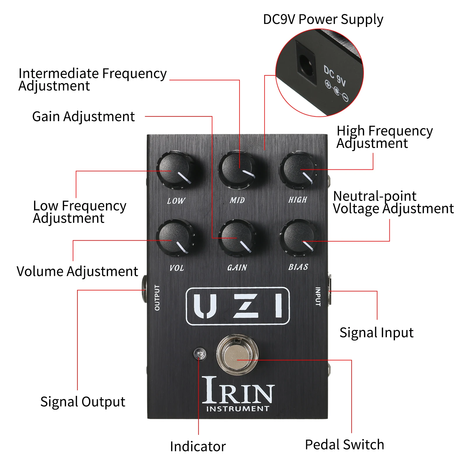 IRIN Guitar Effect Pedal Guitar Heavy Distortion Effector Simulator Cabinet Simulator Distortion Simulation for Guitar Pedal UZI