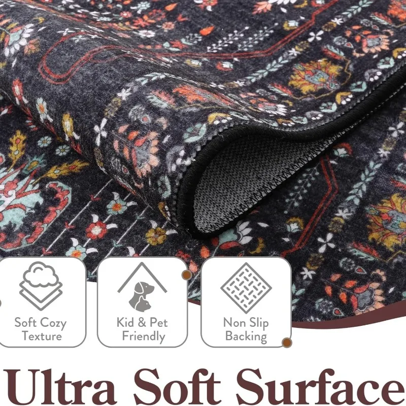 Luxury Retro Hallway Long Rug Washable Kitchen Mat Green Non-slip Bedroom Bedside Soft Carpet Botanical Floral Design Teppich 러그 - Image 5