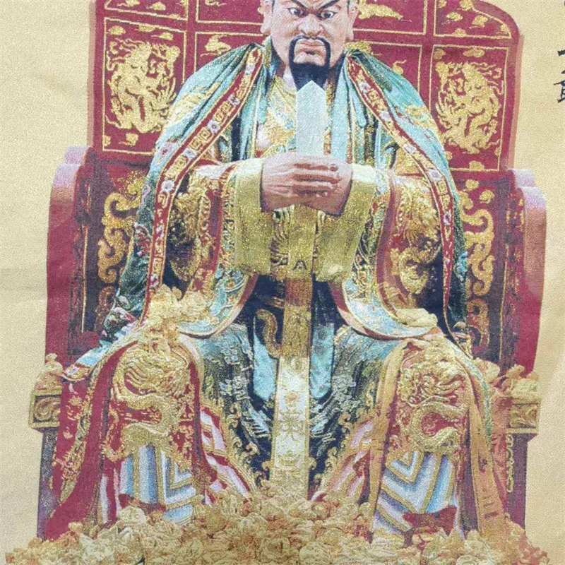 Traditional Chinese Silk Brocade Tangka Wall Art 'Mount Wutai Five-Elder' Embroidery - Artistic Interior Decorative Piece